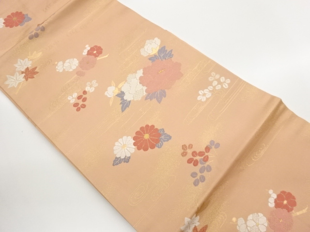 JAPANESE KIMONO / FLOWERS / PLANTS / KANZE-MIZU PATTERN / WOVEN- NAGOY